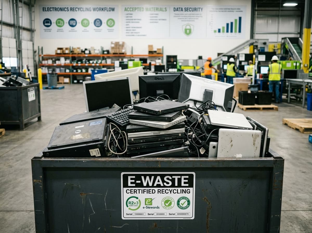 Commercial appliances queued for disassembly and material recovery