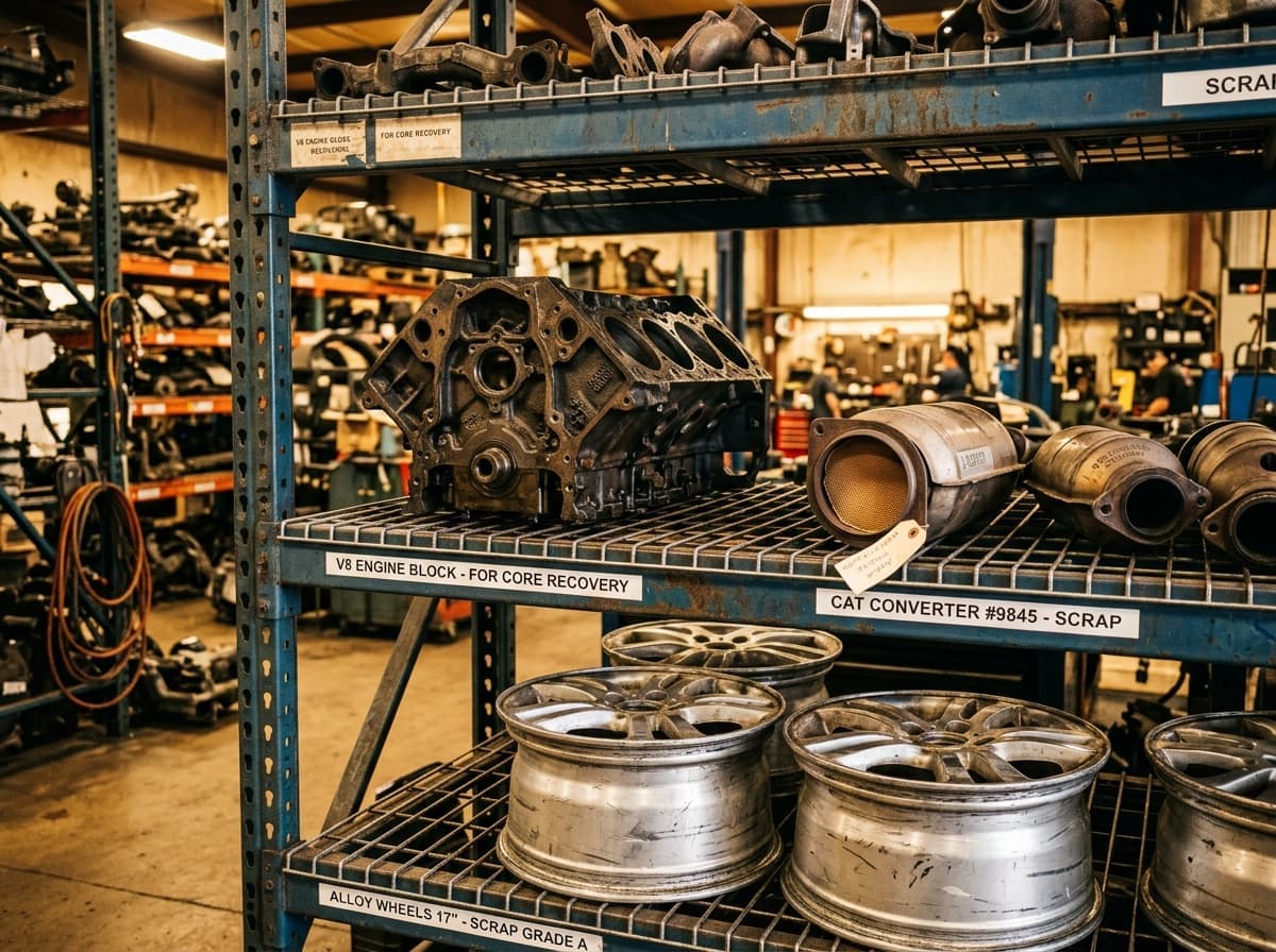 Vehicle chassis and auto parts in the recycling yard